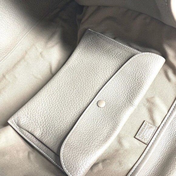 HERMES Punching H logo Hood Tote Bag Duffle Bag Hand Bag Leather/Canvas gray - Picture 11 of 11